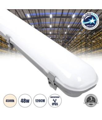 GloboStar® 60174 LED Γραμμικό Βιομηχανικό Φωτιστικό Tri-Proof 120cm 48W 5522lm 120° AC 220-240V Αδιάβροχο IP65 Μ120 x Π10,5 x Υ8cm Φυσικό Λευκό 4500K - 3 Χρόνια Εγγύηση